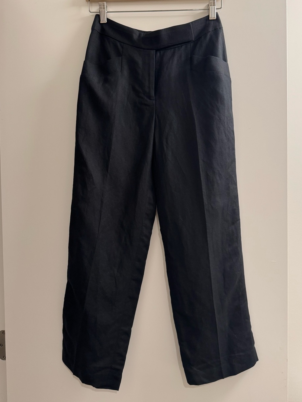 Club Monaco Linen Blend Wide Leg Trousers Black Size 00